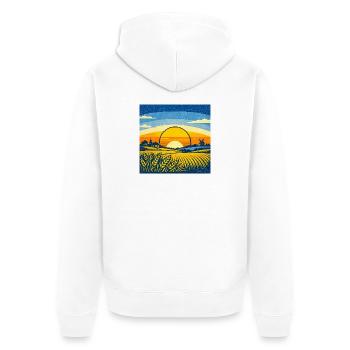 Conception du drapeau ukrainien Carte du tournesol du blé - Veste à capuche bio Premium Unisexe - blanc - Dos - Thijin (182cm)
