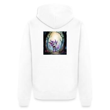 Fliederwaldkreatur mit Hörnern - Unisex Premium Bio Zip Hoodie - Weiß - Hinten - Thijin (182cm)