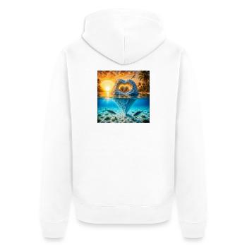 Herz Eisberg mit Eisbären am Tropenstrand - Unisex Premium Organic Zip Hoodie - white - Back - Thijin (182cm)