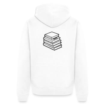 book stack - Unisex Premium Organic Zip Hoodie - white - Back - Thijin (182cm)