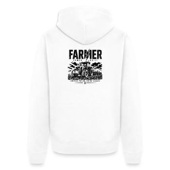 FarmPower Traktor Blitz - Unisex Premium Bio Zip Hoodie - Weiß - Hinten - Thijin (182cm)