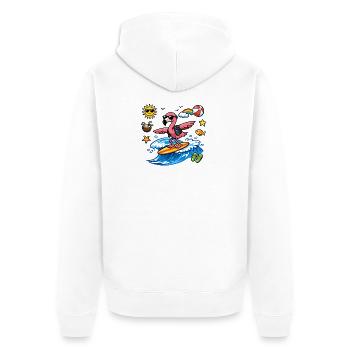Surfer flamingo on wave - Unisex Premium Organic Zip Hoodie - white - Back - Thijin (182cm)