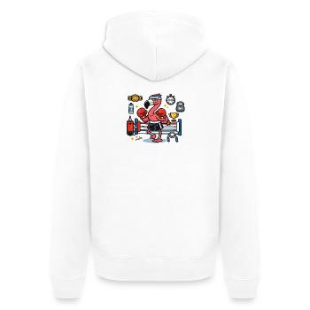 Combat de boxe flamant rose sur le ring - Veste à capuche bio Premium Unisexe - blanc - Dos - Thijin (182cm)