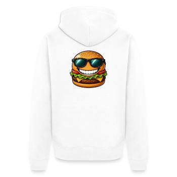 Un cheeseburger cool avec lunettes de soleil été - Veste à capuche bio Premium Unisexe - blanc - Dos - Thijin (182cm)