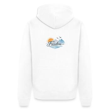Freedom Horizon Mountain Sunset Design - Unisex Premium Organic Zip Hoodie - white - Back - Thijin (182cm)