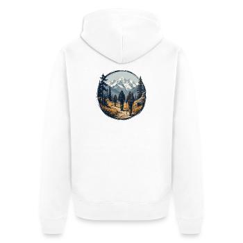T-shirt illustratif du cercle de sentier Mountain Senderers - Veste à capuche bio Premium Unisexe - blanc - Dos - Thijin (182cm)