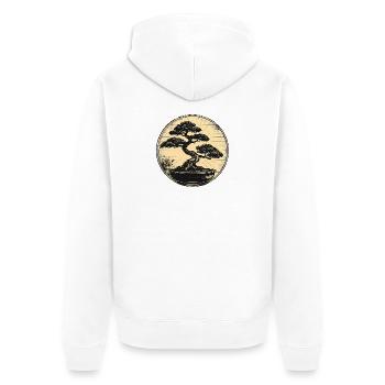 Bonsai im Zen-Kreis - Unisex Premium Bio Zip Hoodie - Weiß - Hinten - Thijin (182cm)