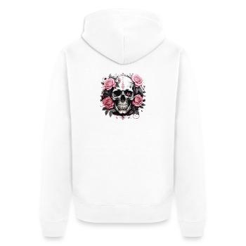 Rosen Schädel Gothic - Unisex Premium Bio Zip Hoodie - Weiß - Hinten - Thijin (182cm)