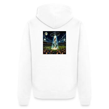 UFO Alien Abduction Soccer Match Funny Graphic Tee - Unisex Premium Organic Zip Hoodie - white - Back - Thijin (182cm)