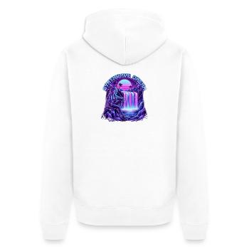 Synthwave Dream: Neon Waterfall and the 80s - Unisex Premium Organic Zip Hoodie - white - Back - Thijin (182cm)