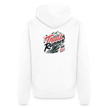 Coureur de trail. Run Wild - Veste à capuche bio Premium Unisexe - blanc - Dos - Thijin (182cm)