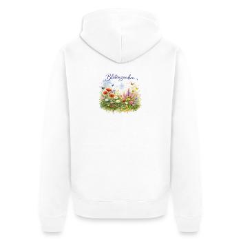 Blütenzauber Aquarell Wildblumenwiese - Unisex Premium Bio Zip Hoodie - Weiß - Hinten - Thijin (182cm)