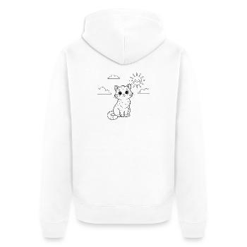 Junge Katze im Sonnenschein - Unisex Premium Bio Zip Hoodie - Weiß - Hinten - Thijin (182cm)