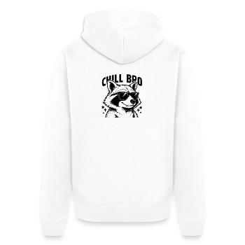Chill Bro Waschbär mit Sonnenbrille Design - Unisex Premium Bio Zip Hoodie - Weiß - Hinten - Thijin (182cm)