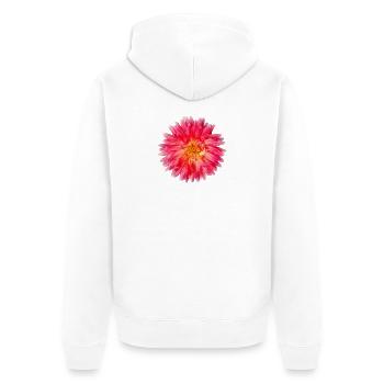Vibrant_Pink_Dahlia_Flower_Wall_Art_Print - Unisex Premium Organic Zip Hoodie - white - Back - Thijin (182cm)