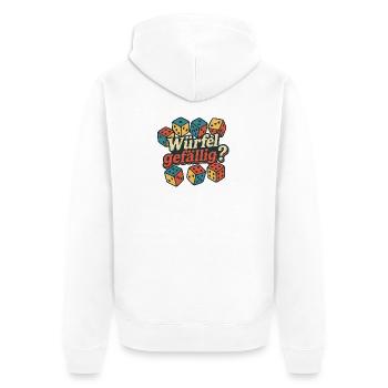 Würfelgefällig Retro Würfel-Design - Unisex Premium Bio Zip Hoodie - Weiß - Hinten - Thijin (182cm)