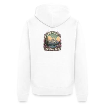 Randonnée dans le parc national de Grand Teton, États-Unis, Wyoming - Veste à capuche bio Premium Unisexe - blanc - Dos - Thijin (182cm)