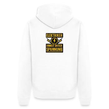 Elektriker Immer Unter Spannung - Unisex Premium Bio Zip Hoodie - Weiß - Hinten - Thijin (182cm)