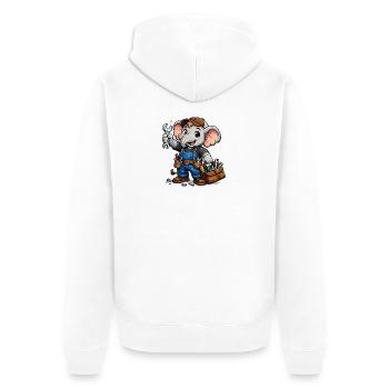 Elephant mechanic in blue overalls - Unisex Premium Organic Zip Hoodie - white - Back - Thijin (182cm)