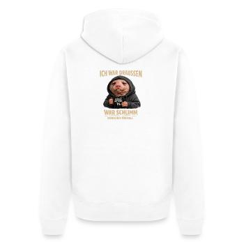 Nacktmull Introvertiert Menschen Überall Humor - Unisex Premium Bio Zip Hoodie - Weiß - Hinten - Thijin (182cm)