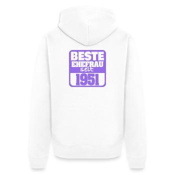 Verliebt 1951 - Unisex Premium Bio Zip Hoodie - Weiß - Hinten - Thijin (182cm)