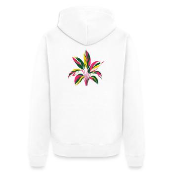 Colourful tropical plant | Botanical art motif - Unisex Premium Organic Zip Hoodie - white - Back - Thijin (182cm)
