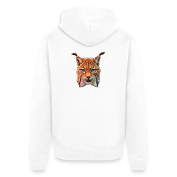Luchskopf leuchtende farben - Unisex Premium Bio Zip Hoodie - Weiß - Hinten - Thijin (182cm)