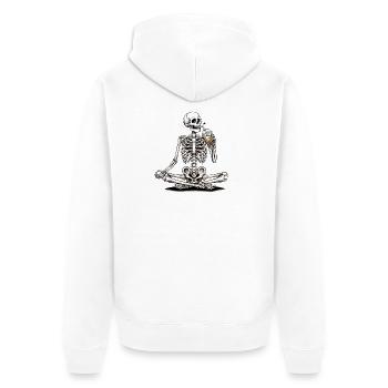 Skelett trinkt Bubble Tea Gothic Design - Unisex Premium Bio Zip Hoodie - Weiß - Hinten - Thijin (182cm)
