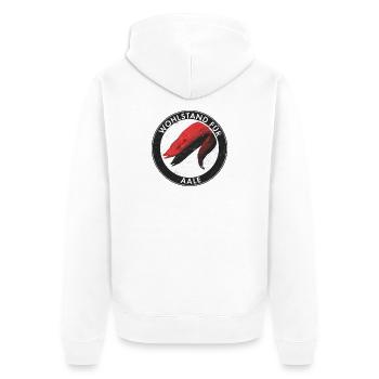 Wohlstand für Aale -  - Unisex Premium Bio Zip Hoodie - Weiß - Hinten - Thijin (182cm)