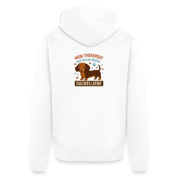 Dackelliebe Therapie mit kurzem Bein - Unisex Premium Bio Zip Hoodie - Weiß - Hinten - Thijin (182cm)