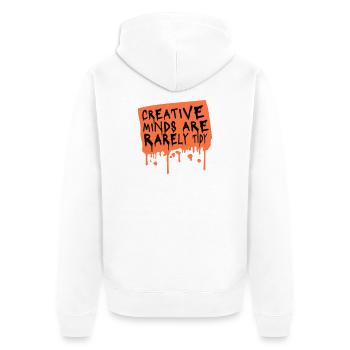 Creative Minds Are Rarely Tidy Funny Creative Logo - Unisex Premium Organic Zip Hoodie - white - Back - Thijin (182cm)