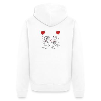 Verliebtes Paar - Unisex Premium Bio Zip Hoodie - Weiß - Hinten - Thijin (182cm)