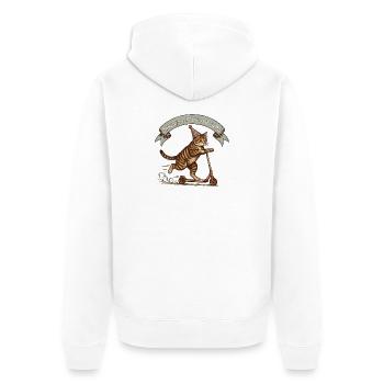 Chat en scooter - Toujours à l’heure - Veste à capuche bio Premium Unisexe - blanc - Dos - Thijin (182cm)