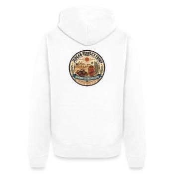 Summer Outreach Club – Antique Badge - Unisex Premium Organic Zip Hoodie - white - Back - Thijin (182cm)