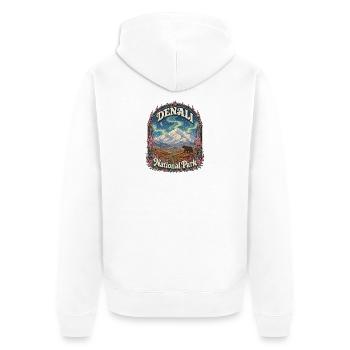 Denali National Park USA Alaska Wandern Vintage - Unisex Premium Bio Zip Hoodie - Weiß - Hinten - Thijin (182cm)