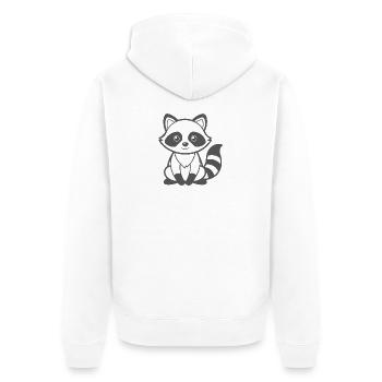 Waschbär - Unisex Premium Bio Zip Hoodie - Weiß - Hinten - Thijin (182cm)