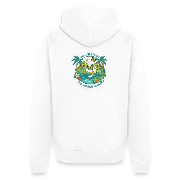 Caméléons et Papillons – Le Monde se Colore - Veste à capuche bio Premium Unisexe - blanc - Dos - Thijin (182cm)