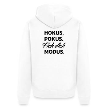 Hokus Pokus Fick Dich Modus Spruch - Unisex Premium Bio Zip Hoodie - Weiß - Hinten - Thijin (182cm)