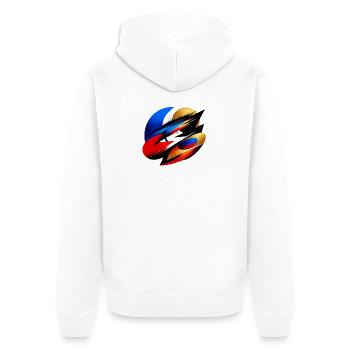 Flux d’énergie abstrait | Design d’art moderne - Veste à capuche bio Premium Unisexe - blanc - Dos - Thijin (182cm)