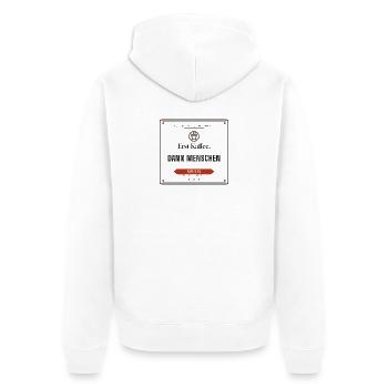 Erst Kaffee, dann Menschen – Büro - Unisex Premium Bio Zip Hoodie - Weiß - Hinten - Thijin (182cm)