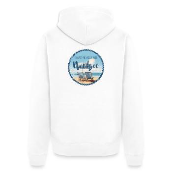 Nordsee – Er küsste sie wollte Meer - Unisex Premium Bio Zip Hoodie - Weiß - Hinten - Thijin (182cm)
