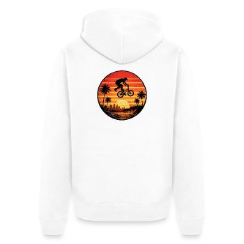 Sunset BMX Jump Circle - Unisex Premium Bio Zip Hoodie - Weiß - Hinten - Thijin (182cm)