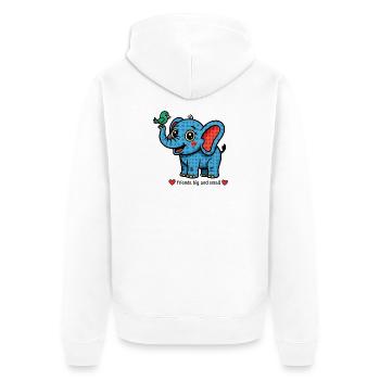 Elefant und Vogel – kleine und große Freunde - Unisex Premium Bio Zip Hoodie - Weiß - Hinten - Thijin (182cm)