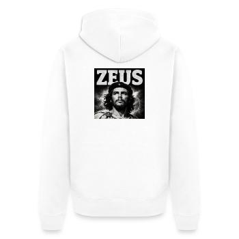 Zeus Che Schwarzweiß - Unisex Premium Bio Zip Hoodie - Weiß - Hinten - Thijin (182cm)