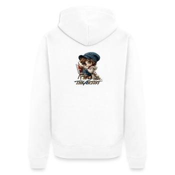 Chibi Künstler beim Malen - Unisex Premium Bio Zip Hoodie - Weiß - Hinten - Thijin (182cm)