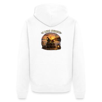 Verliebt in Schweden - Unisex Premium Bio Zip Hoodie - Weiß - Hinten - Thijin (182cm)