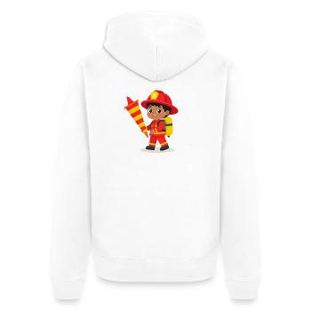 Feuerwehrmann mit Schultüte zur Einschulung – Kawa - Unisex Premium Bio Zip Hoodie - Weiß - Hinten - Thijin (182cm)