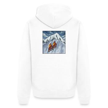 Summit Ahead Mountain Adventure Retro-Design - Unisex Premium Bio Zip Hoodie - Weiß - Hinten - Thijin (182cm)
