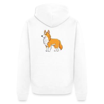 Sheltie marron clair (bande dessinée) - Veste à capuche bio Premium Unisexe - blanc - Dos - Thijin (182cm)