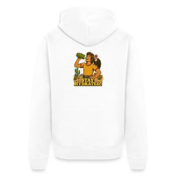 Mème drôle du cactus rétro du désert Restez hydraté - Veste à capuche bio Premium Unisexe - blanc - Dos - Thijin (182cm)